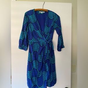 Boden silk blend retro print dress